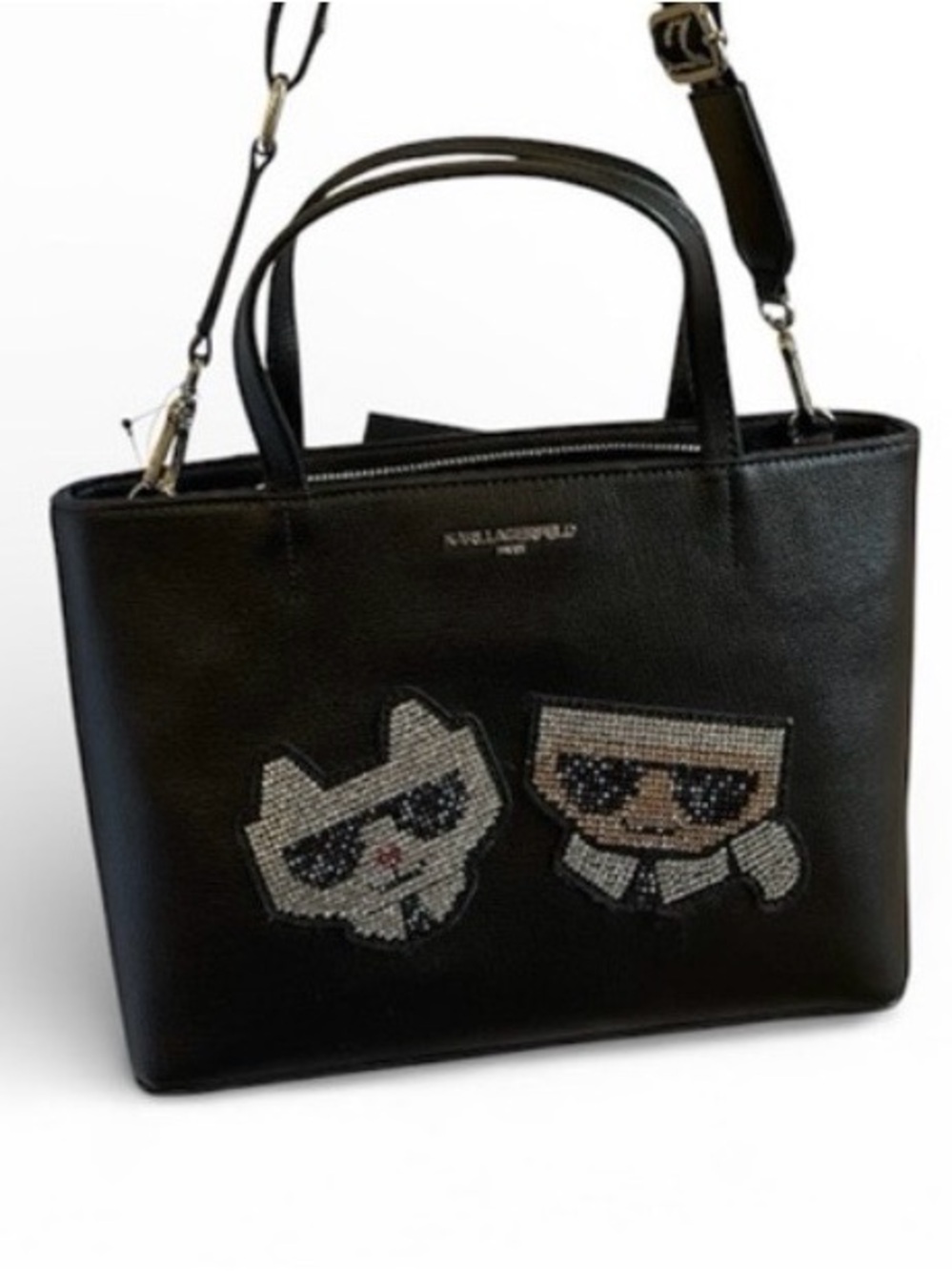 Karl Lagerfeld Paris Maybelle Black Rhinestone Satchel Crossbody - NWT ***
